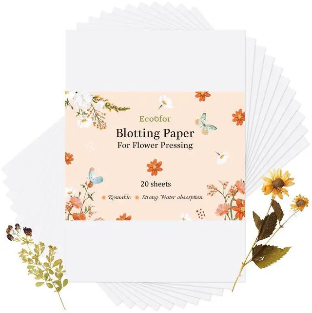 Main image of Blotting Paper for Flower Press, 20 Sheets Large A4 Highly Absorbent and Reusable Blotter Paper for Flower Press Paper Craft 8.26 x 11.4 inch