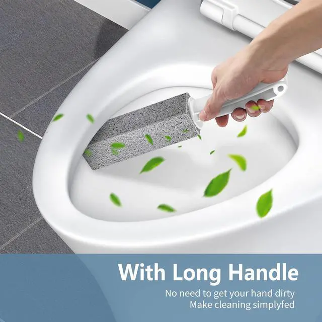 Alt view image 3 of 7 - Toilet Bowl Cleaner Pumice Stone -Hard Water Stain Remover with Ergonomic Handle, Powerfully Removes Toilet Bowl RingsRust &LimeIdeal for Toilet Brush/BBQ Grills/Sink/Pool/Bathroom2Pack