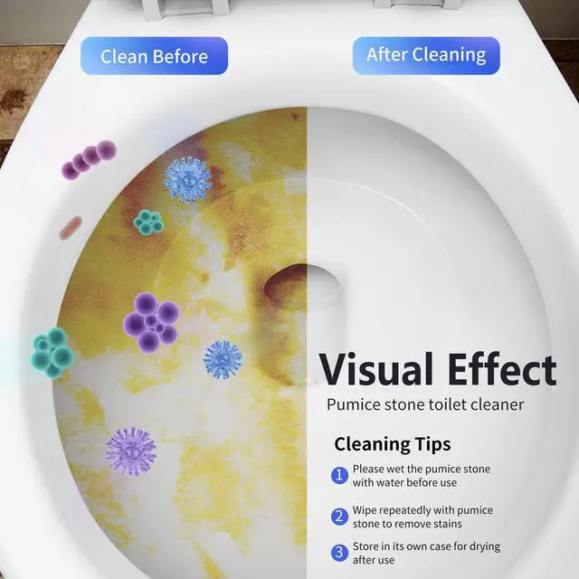 Alt view image 4 of 7 - Toilet Bowl Cleaner Pumice Stone -Hard Water Stain Remover with Ergonomic Handle, Powerfully Removes Toilet Bowl RingsRust &LimeIdeal for Toilet Brush/BBQ Grills/Sink/Pool/Bathroom2Pack