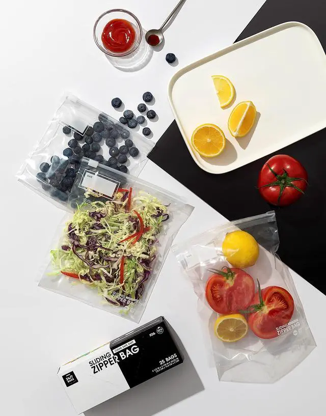 Alt view image 3 of 7 - 50 Small Slider Storage Bags with Expandable Bottom, Easy Secure Slide, Zero BPA, Easy On The Go