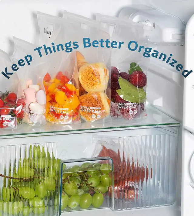 Alt view image 4 of 7 - 50 Small Slider Storage Bags with Expandable Bottom, Easy Secure Slide, Zero BPA, Easy On The Go
