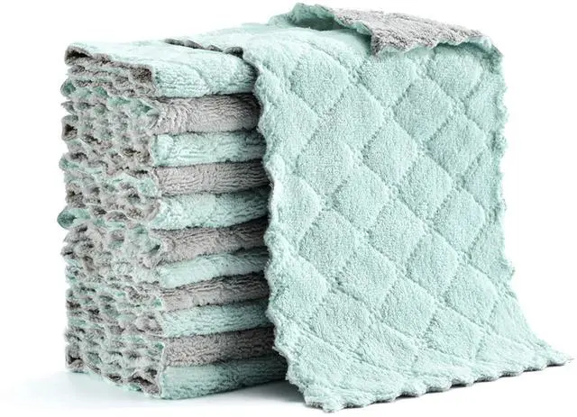 Main image of Microfiber Cleaning Cloth, Kitchen Towels, Double-Sided Microfiber Towel Lint Free Highly Absorbent Multi-Purpose Dust and Dirty Cleaning Supplies for Kitchen Car Cleaning. Pack of 12