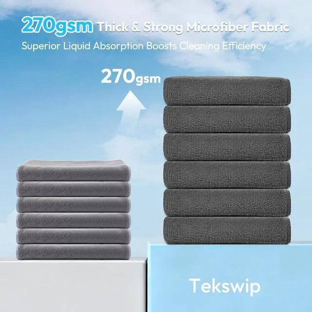 Alt view image 2 of 7 - Microfiber Cleaning Cloth, Gray, 12 Pack, 12" x 12"
