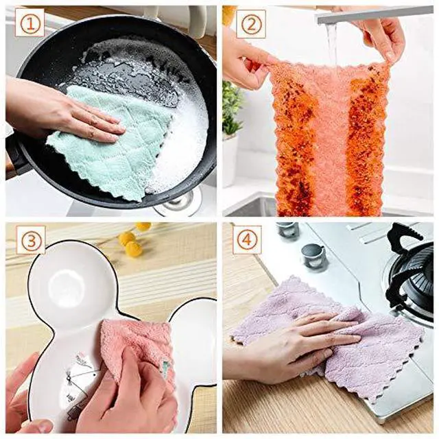 Alt view image 4 of 7 - Microfiber Cleaning Cloth, Kitchen Towels, Double-Sided Microfiber Towel Lint Free Highly Absorbent Multi-Purpose Dust and Dirty Cleaning Supplies for Kitchen Car Cleaning. Pack of 12
