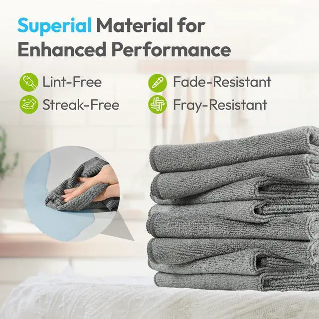 Alt view image 4 of 7 - Microfiber Cleaning Cloth, Gray, 12 Pack, 12" x 12"