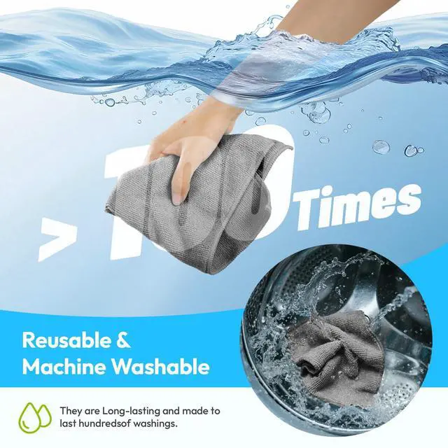 Alt view image 7 of 7 - Microfiber Cleaning Cloth, Gray, 12 Pack, 12" x 12"