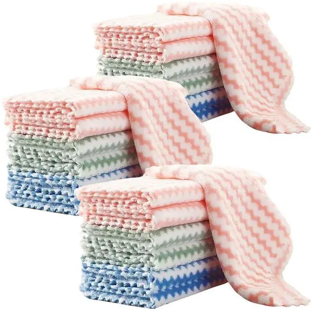 Main image of 21 Pack Super Absorbent Dish Cloths Coral Velvet Microfiber Kitchen Towels Lint-Free Nonstick Oil Reusable Washable Fast Drying Rags 10"x10" Multipurpose Cleaning Dishcloths for Dishes Countertops