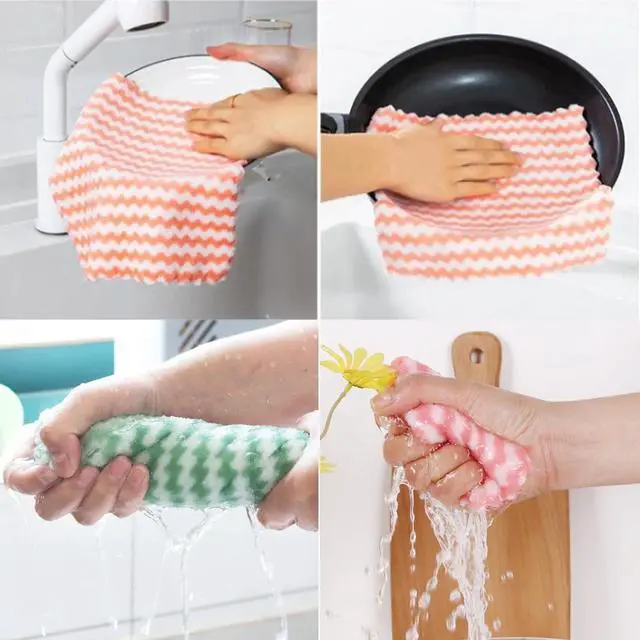 Alt view image 3 of 7 - 21 Pack Super Absorbent Dish Cloths Coral Velvet Microfiber Kitchen Towels Lint-Free Nonstick Oil Reusable Washable Fast Drying Rags 10"x10" Multipurpose Cleaning Dishcloths for Dishes Countertops