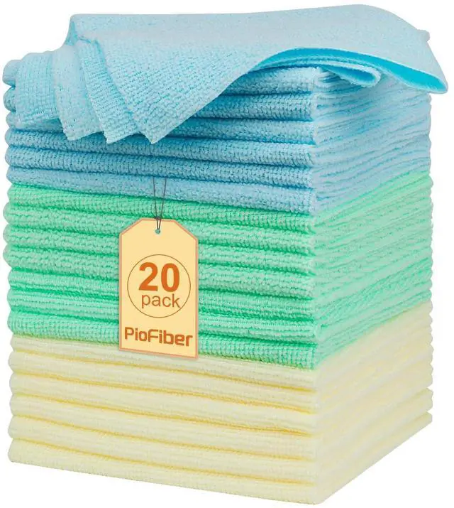 Main image of Shop Towels 20 Pack Edgeless Microfiber Cleaning Cloths, 12"x12" Lint-Free, Reusable Towels for Car Detailing, Kitchen, Garage & Glass Quick Dry Rags