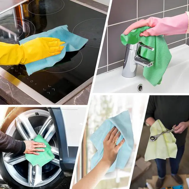 Alt view image 5 of 7 - Shop Towels 20 Pack Edgeless Microfiber Cleaning Cloths, 12"x12" Lint-Free, Reusable Towels for Car Detailing, Kitchen, Garage & Glass Quick Dry Rags