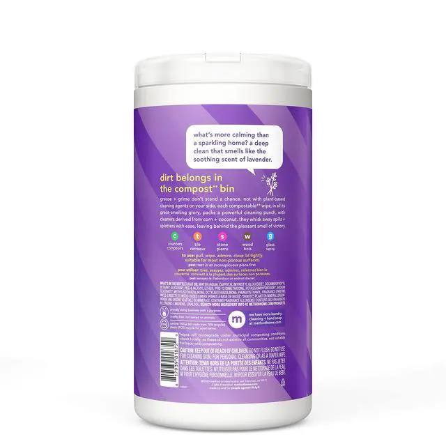 Alt view image 2 of 5 - All-Purpose Cleaning Wipes, French Lavender, Multi-Surface, Compostable, 70 Count, (Pack of 3)