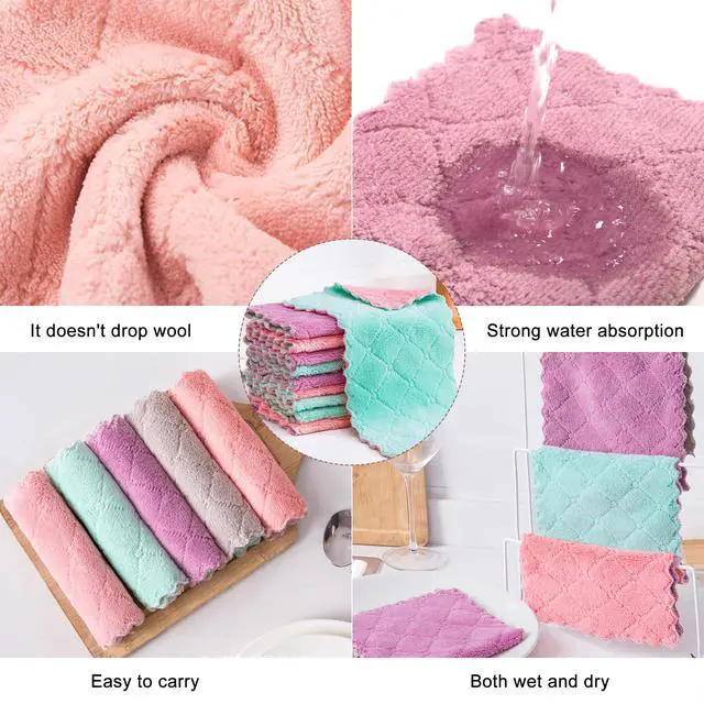 Alt view image 2 of 7 - 20 Pack Cleaning Cloth Kitchen Cloth, Dish Towels Super Absorbent Coral Velvet Dishtowels, Microfiber Premium Soft Tea Towels, Quick Dry Rags, Multipurpose Reusable Washcloths, Non-Stick Oil Cloths.