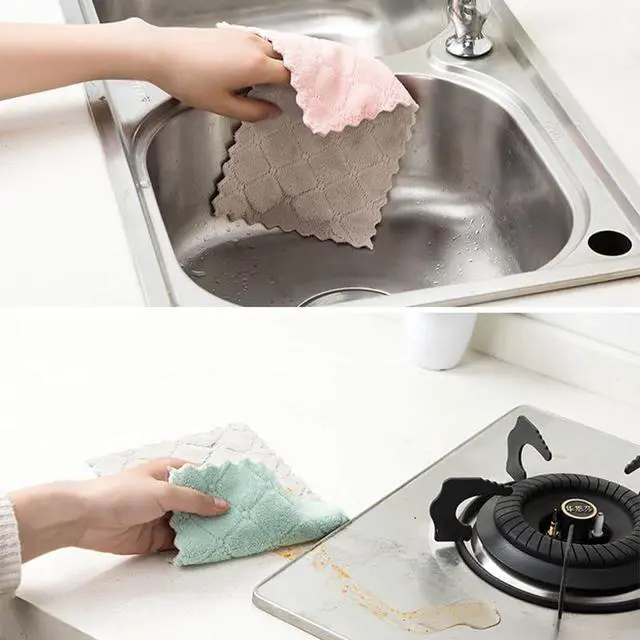 Alt view image 4 of 7 - 20 Pack Cleaning Cloth Kitchen Cloth, Dish Towels Super Absorbent Coral Velvet Dishtowels, Microfiber Premium Soft Tea Towels, Quick Dry Rags, Multipurpose Reusable Washcloths, Non-Stick Oil Cloths.