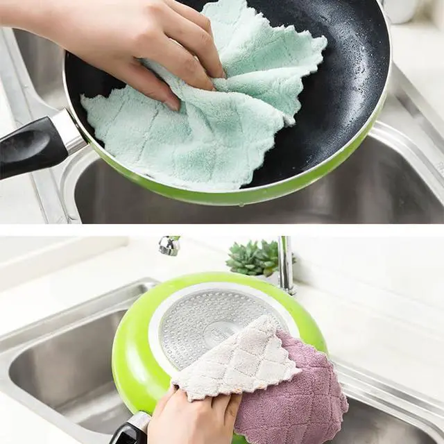Alt view image 5 of 7 - 20 Pack Cleaning Cloth Kitchen Cloth, Dish Towels Super Absorbent Coral Velvet Dishtowels, Microfiber Premium Soft Tea Towels, Quick Dry Rags, Multipurpose Reusable Washcloths, Non-Stick Oil Cloths.