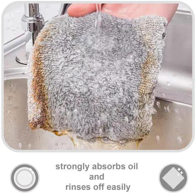 Alt view image 3 of 7 - 20 Pack Super Absorbent Dish Cloths Coral Velvet Microfiber Kitchen Towels Lint-Free Nonstick Oil Reusable Washable Fast Drying Rags 9.84"x9.84" Multipurpose Cleaning Dishcloths for Dishes Countertops