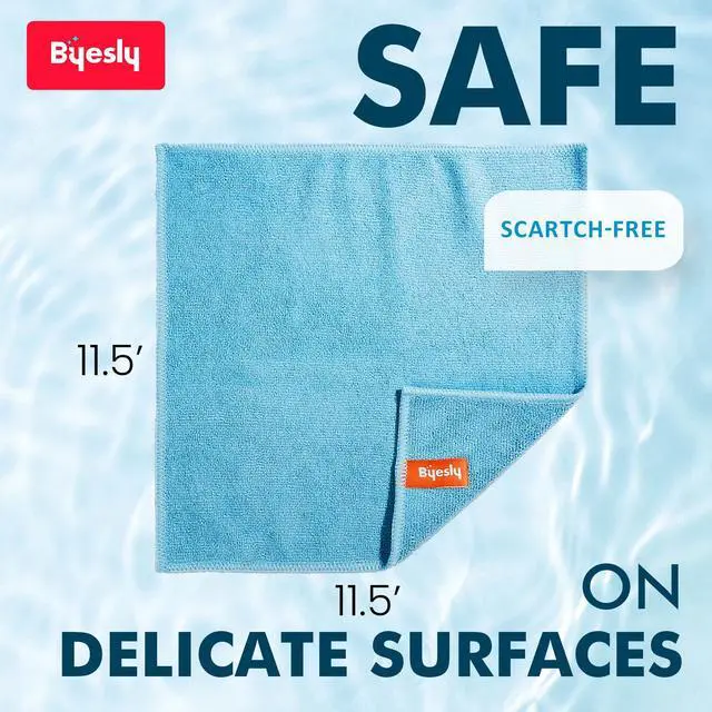 Alt view image 3 of 7 - 12-Pack Microfiber Cleaning Cloth, 11.5x11.5 Microfiber Towels for Cars, Dishes & House, For Detailers, Chefs & Efficient Home | Scratch-Free, Lint-Free, Ultra Absorbent(Green/Blue/Yellow/Pink)