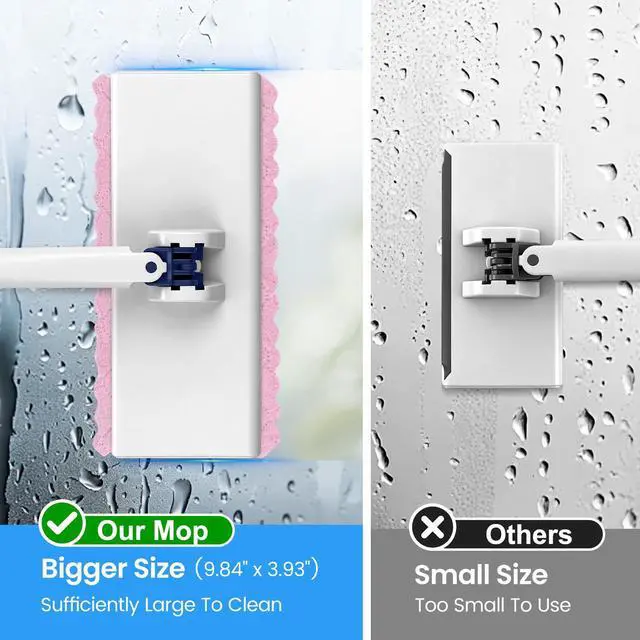 Alt view image 2 of 7 - Snap Grip Mini Mop with 6 Washable Pads, Lazy Dry Wet Mops Household Items for Wall Window Ceiling, Dust Mop with 47" Handle, Zero-Touch Flat Floor Mops for Floor Cleaning for Home Kitchen Bathroom
