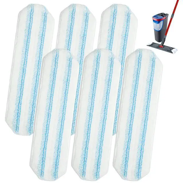 Main image of Mop Pads for OCedar H2prO Flat Mop System, 6 Pack Mop Heads Replacements for Ocedar H2prO Flat Mop, Microfiber Reusable Machine Washable Durable Long-Lasting Mop Refills Safe on Various Floors