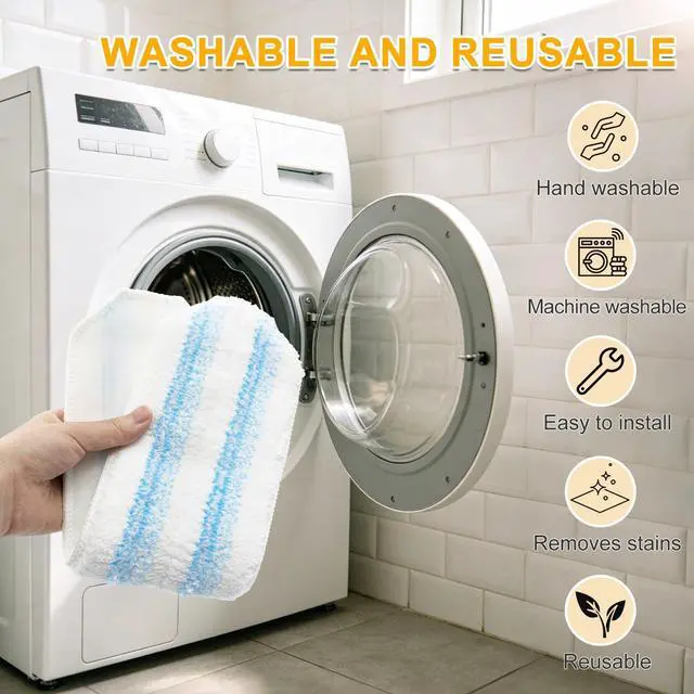 Alt view image 5 of 7 - Mop Pads for OCedar H2prO Flat Mop System, 6 Pack Mop Heads Replacements for Ocedar H2prO Flat Mop, Microfiber Reusable Machine Washable Durable Long-Lasting Mop Refills Safe on Various Floors