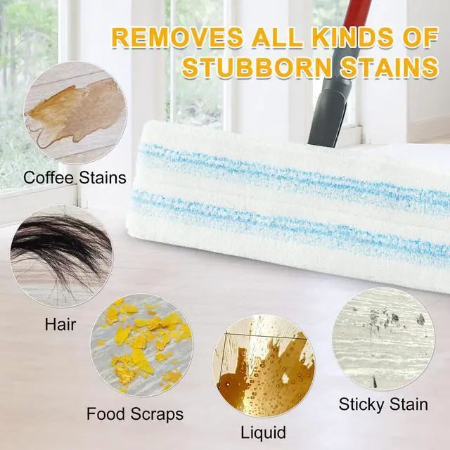 Alt view image 4 of 7 - Mop Pads for OCedar H2prO Flat Mop System, 6 Pack Mop Heads Replacements for Ocedar H2prO Flat Mop, Microfiber Reusable Machine Washable Durable Long-Lasting Mop Refills Safe on Various Floors