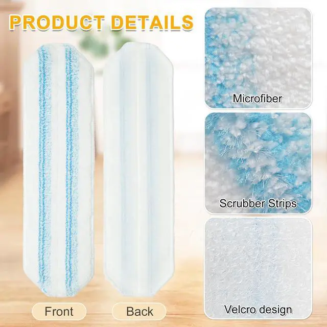 Alt view image 3 of 7 - Mop Pads for OCedar H2prO Flat Mop System, 6 Pack Mop Heads Replacements for Ocedar H2prO Flat Mop, Microfiber Reusable Machine Washable Durable Long-Lasting Mop Refills Safe on Various Floors