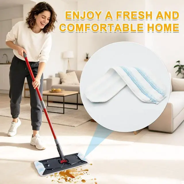 Alt view image 6 of 7 - Mop Pads for OCedar H2prO Flat Mop System, 6 Pack Mop Heads Replacements for Ocedar H2prO Flat Mop, Microfiber Reusable Machine Washable Durable Long-Lasting Mop Refills Safe on Various Floors