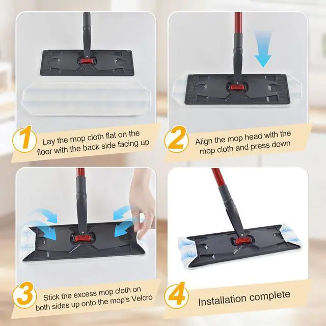 Alt view image 7 of 7 - Mop Pads for OCedar H2prO Flat Mop System, 6 Pack Mop Heads Replacements for Ocedar H2prO Flat Mop, Microfiber Reusable Machine Washable Durable Long-Lasting Mop Refills Safe on Various Floors
