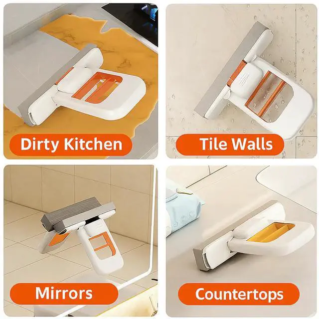 Alt view image 5 of 7 - Mini Mop, 2025 New Upgrade Mini Portable Self-Squeezing Mop, Mini Mops for Small Spaces, Wet and Dry Use Cleaning System Small Mops for Bathroom Kitchens Desktop Glass (Orange + Sponge*2)