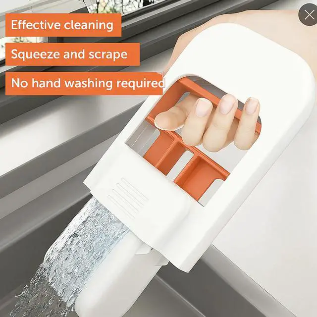 Alt view image 3 of 7 - Mini Mop, 2025 New Upgrade Mini Portable Self-Squeezing Mop, Mini Mops for Small Spaces, Wet and Dry Use Cleaning System Small Mops for Bathroom Kitchens Desktop Glass (Orange + Sponge*2)