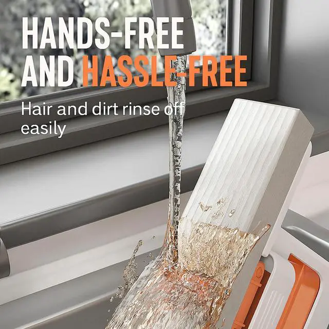 Alt view image 4 of 7 - Mini Mop, 2025 New Upgrade Mini Portable Self-Squeezing Mop, Mini Mops for Small Spaces, Wet and Dry Use Cleaning System Small Mops for Bathroom Kitchens Desktop Glass (Orange + Sponge*2)
