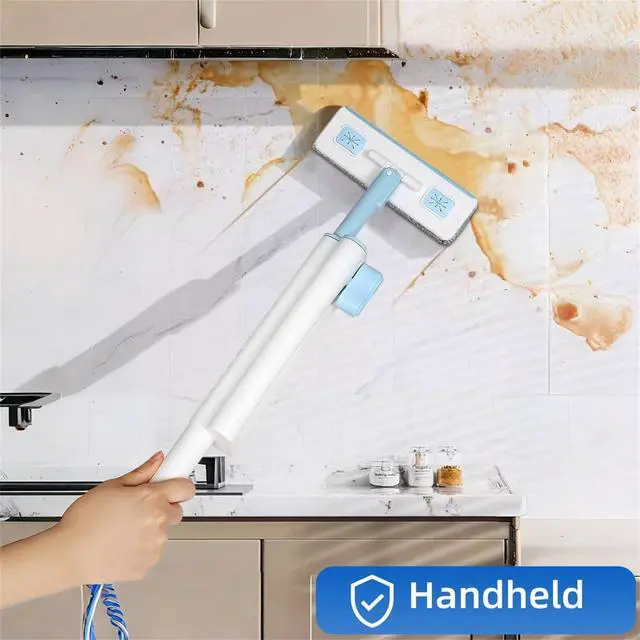 Alt view image 2 of 7 - Self-Squeezing Mini mop Hand-Free Small Sponge Cleaning mop Suitable for Desktop, Kitchen, Bathroom, Glass, car, Corners and Other Small Spaces (Sponge 3pcs Squeeze Handle 1pcs) (Blue)