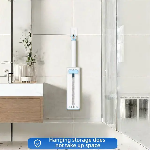 Alt view image 7 of 7 - Self-Squeezing Mini mop Hand-Free Small Sponge Cleaning mop Suitable for Desktop, Kitchen, Bathroom, Glass, car, Corners and Other Small Spaces (Sponge 3pcs Squeeze Handle 1pcs) (Blue)