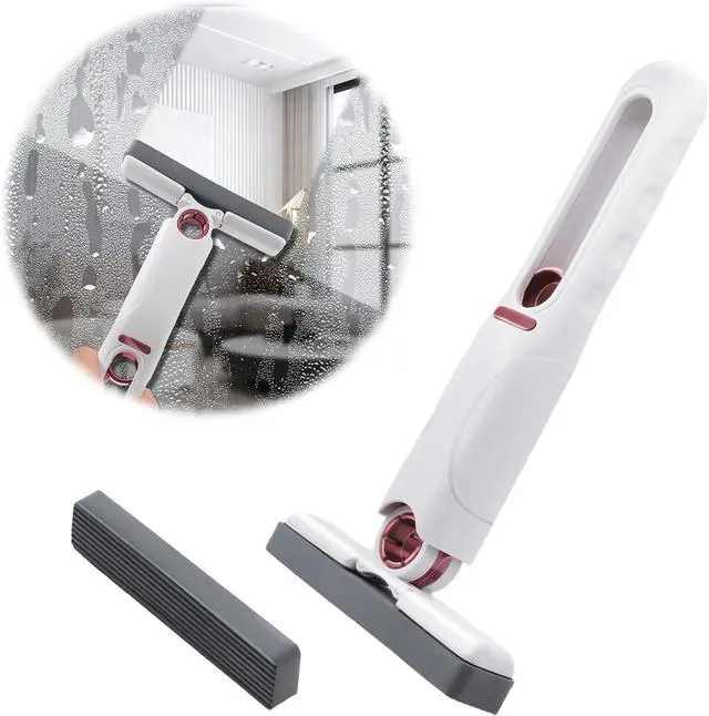 Main image of Portable Mini Cleaning Mop, Mini Sponge Mop, Wet and Dry Use Cleaning System, Mini Mop for Bathroom, Kitchen, Desktop, Glass, Living Room, Car (2 Sponge Head + 1 Squeeze Handle)