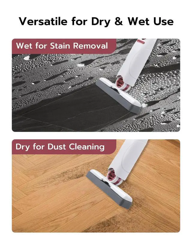 Alt view image 2 of 7 - Portable Mini Cleaning Mop, Mini Sponge Mop, Wet and Dry Use Cleaning System, Mini Mop for Bathroom, Kitchen, Desktop, Glass, Living Room, Car (2 Sponge Head + 1 Squeeze Handle)