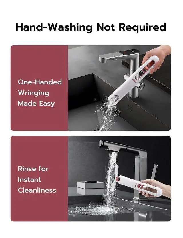 Alt view image 3 of 7 - Portable Mini Cleaning Mop, Mini Sponge Mop, Wet and Dry Use Cleaning System, Mini Mop for Bathroom, Kitchen, Desktop, Glass, Living Room, Car (2 Sponge Head + 1 Squeeze Handle)