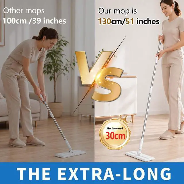 Alt view image 2 of 7 - Snap Grip Mini Mop, Hands Free Multi Purpose Flat Mop, Upgraded Disposable Dust, Zero Touch Mini Mops, Convenient Cloth Changing Mops, Foldable Adjustable Long Handle (1pc+ 5 Cloths)