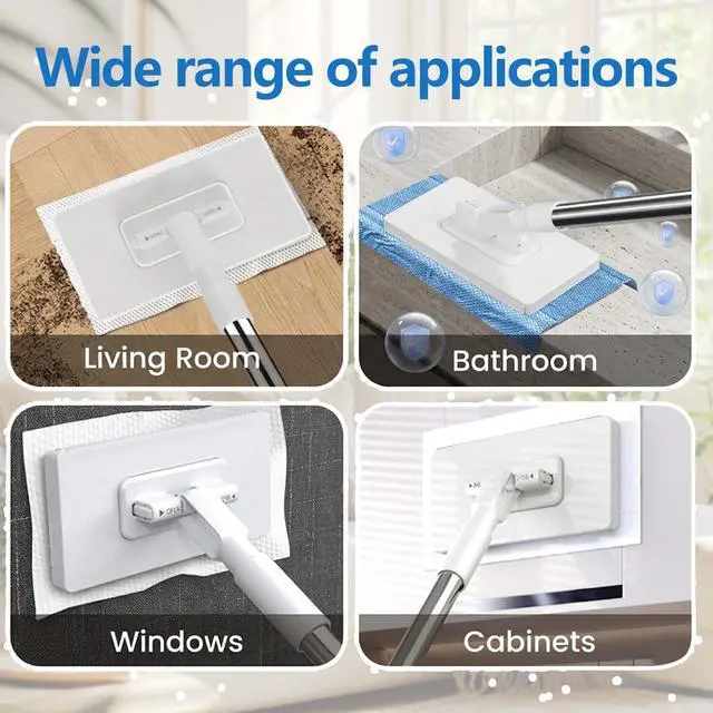 Alt view image 4 of 7 - Snap Grip Mini Mop, Hands Free Multi Purpose Flat Mop, Upgraded Disposable Dust, Zero Touch Mini Mops, Convenient Cloth Changing Mops, Foldable Adjustable Long Handle (1pc+ 5 Cloths)