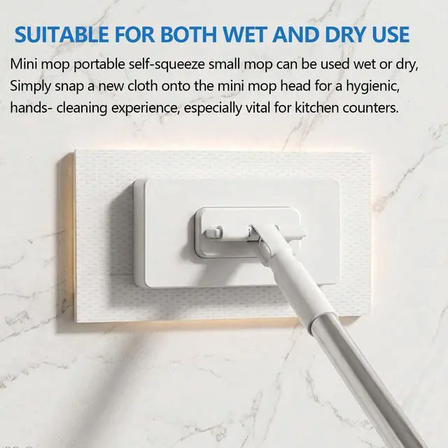 Alt view image 5 of 7 - Snap Grip Mini Mop, Hands Free Multi Purpose Flat Mop, Upgraded Disposable Dust, Zero Touch Mini Mops, Convenient Cloth Changing Mops, Foldable Adjustable Long Handle (1pc+ 5 Cloths)