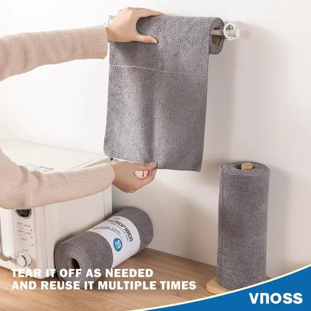 Alt view image 6 of 6 - 55 Pack Microfiber Cleaning Cloth Roll, Tear Away Reusable Towels, 11" X 9", Ultra Absorbent & Lint Free Cloth for Cars, Kitchen, Window, Home and Shop, Grey