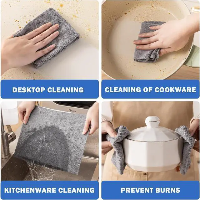 Alt view image 4 of 6 - 55 Pack Microfiber Cleaning Cloth Roll, Tear Away Reusable Towels, 11" X 9", Ultra Absorbent & Lint Free Cloth for Cars, Kitchen, Window, Home and Shop, Grey