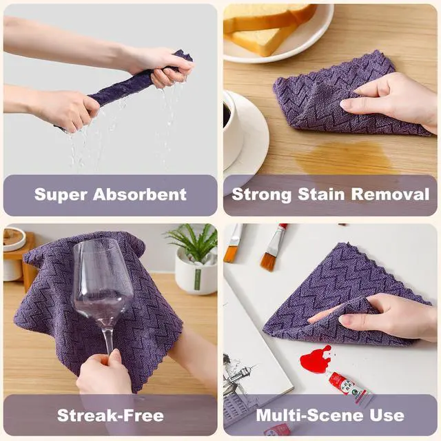 Alt view image 4 of 7 - 80 Pack Microfiber Cleaning Cloth Roll Reusable Paper Towels 12"x12" Tear Away Cloth,Absorbent Dish Rags for House Kitchen,Wash Cloths,Lint Free Rags for Window Cars Cleaning Supplies