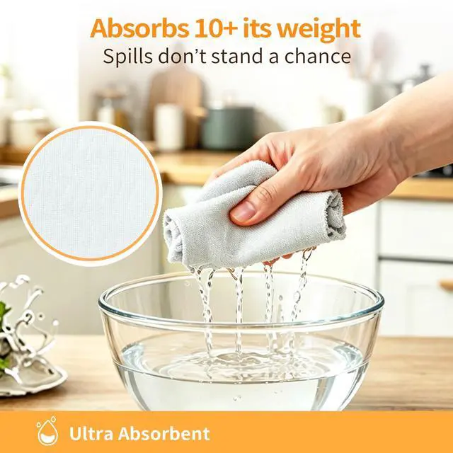 Alt view image 4 of 7 - Microfiber Cleaning Cloth Roll, 50 Tear-Away Sheets, Reusable & Washable, Lint-Free, Non-Scratch, Highly Absorbent Towels for Kitchen, Home, Windows & Screens, Green Wave Pattern, 12x12 in