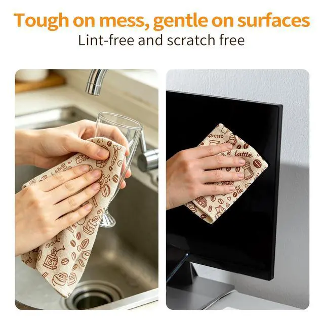Alt view image 5 of 7 - Microfiber Cleaning Cloth Roll, 50 Tear-Away Sheets, Reusable & Washable, Lint-Free, Non-Scratch, Highly Absorbent Towels for Kitchen, Home, Windows & Screens, Green Wave Pattern, 12x12 in