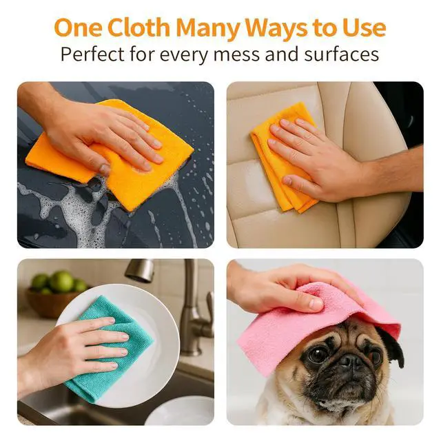 Alt view image 6 of 7 - Microfiber Cleaning Cloth Roll, 50 Tear-Away Sheets, Reusable & Washable, Lint-Free, Non-Scratch, Highly Absorbent Towels for Kitchen, Home, Windows & Screens, Green Wave Pattern, 12x12 in
