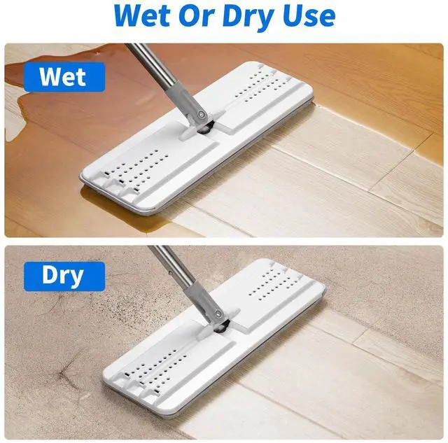 Alt view image 7 of 7 - Flat Mop Head Refill, 13" X 4.9" Flat Mop Pads, Microfiber Mop Pads Flat Mop Replacement Heads (White and Grey)