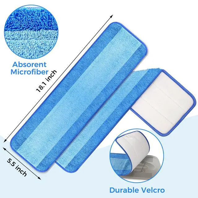 Alt view image 2 of 5 - 4-Pack Microfiber Cleaning Pads, 18-Inch Microfiber Mop Pads Compatible with Bona Mop, Washable and Reusable Mop Pad Refills for Hardwood Tile Laminate Floors