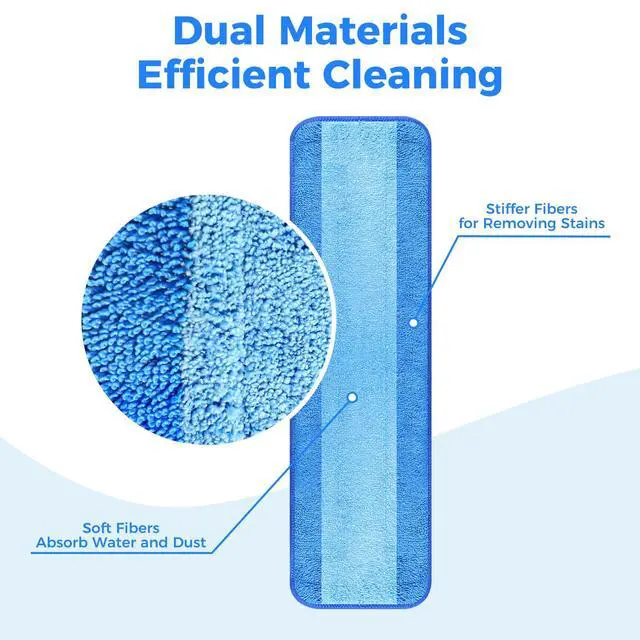 Alt view image 3 of 5 - 4-Pack Microfiber Cleaning Pads, 18-Inch Microfiber Mop Pads Compatible with Bona Mop, Washable and Reusable Mop Pad Refills for Hardwood Tile Laminate Floors