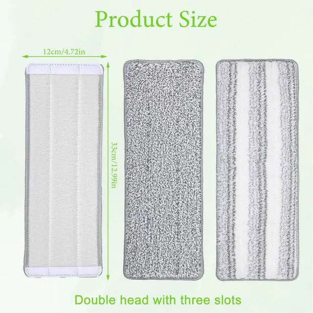 Alt view image 2 of 7 - 3 Pack Flat Mop Replacement Pad, 13" X 4.7" Microfiber Reusable Mop Pads Washable Mopping Pads Cleaning Mops Heads Cloth Replacement for Hardwood Floor Cleaning Wet Dry Use (White,Grey)