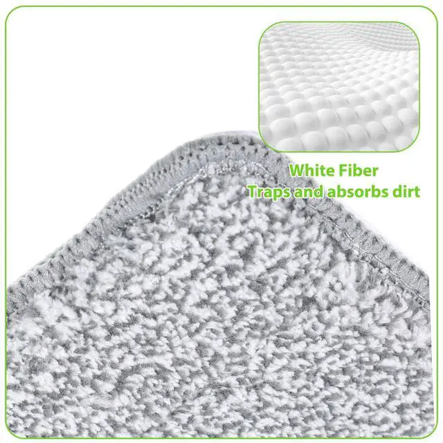 Alt view image 3 of 7 - 3 Pack Flat Mop Replacement Pad, 13" X 4.7" Microfiber Reusable Mop Pads Washable Mopping Pads Cleaning Mops Heads Cloth Replacement for Hardwood Floor Cleaning Wet Dry Use (White,Grey)