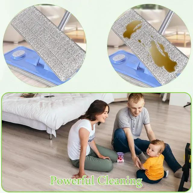 Alt view image 4 of 7 - 3 Pack Flat Mop Replacement Pad, 13" X 4.7" Microfiber Reusable Mop Pads Washable Mopping Pads Cleaning Mops Heads Cloth Replacement for Hardwood Floor Cleaning Wet Dry Use (White,Grey)